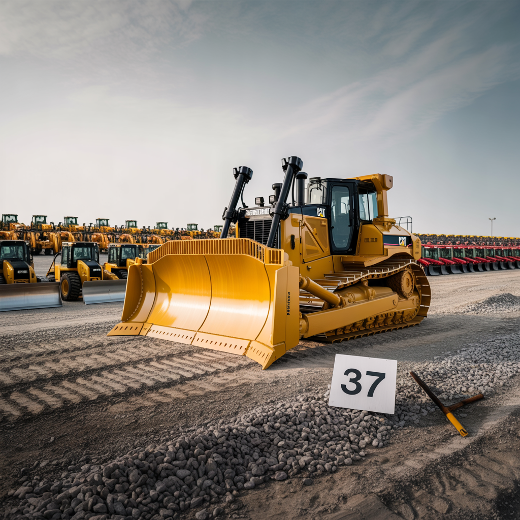 Yellow bulldozer on construction site with tracks visible
